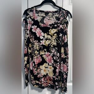 Women's Shiela Rose Floral Open Shoulder Long Sleeved Top